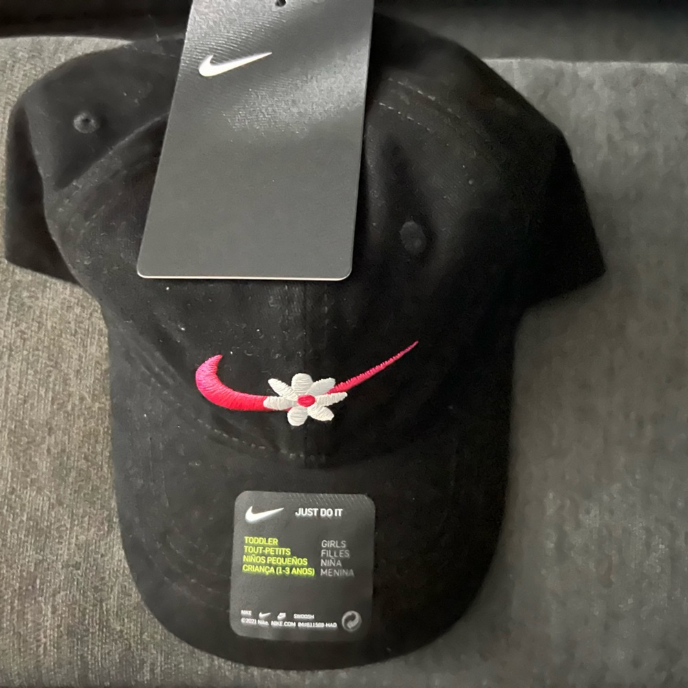 Nike black Pink daisy flower Youth Cap Hat Baseball Adjustable Brim girl youth - Picture 3 of 4